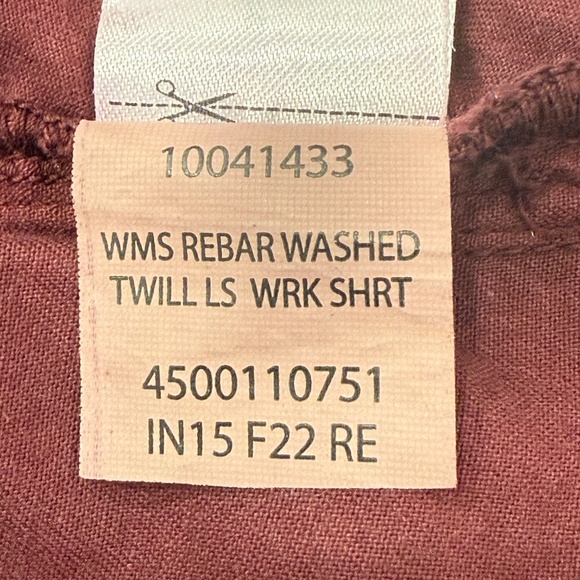 Ariat Rebar Women Medium Western Cowboy Burgundy Button Down LS Shirt Embroidery - Picture 12 of 13